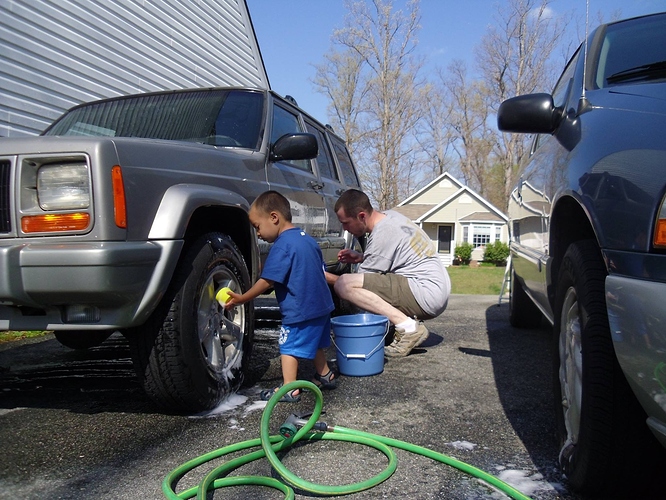 Washing the Jeep